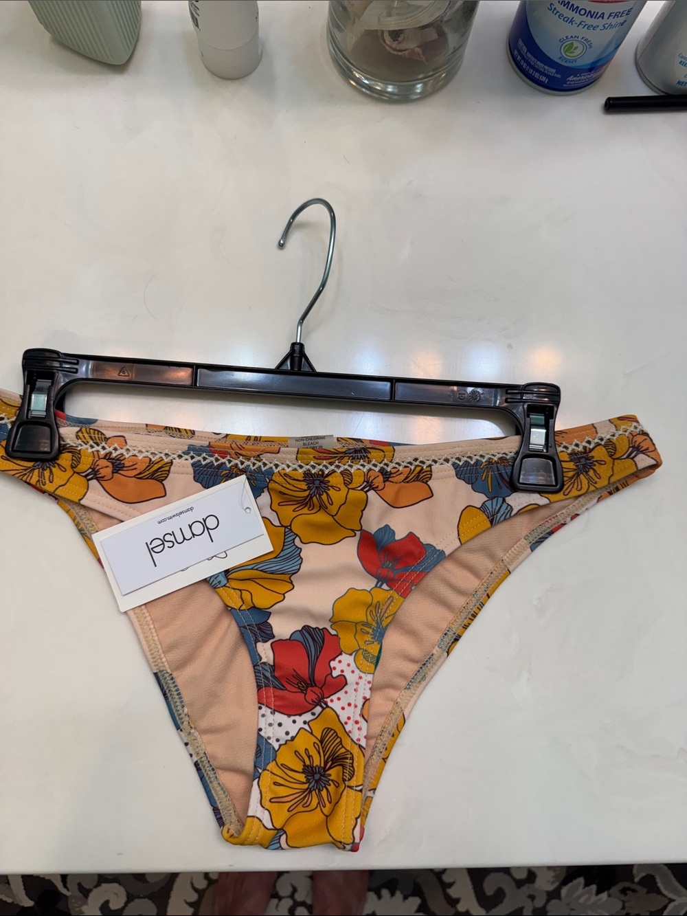 Damsel Floral Bikini Bottoms in Peach & Mustard
